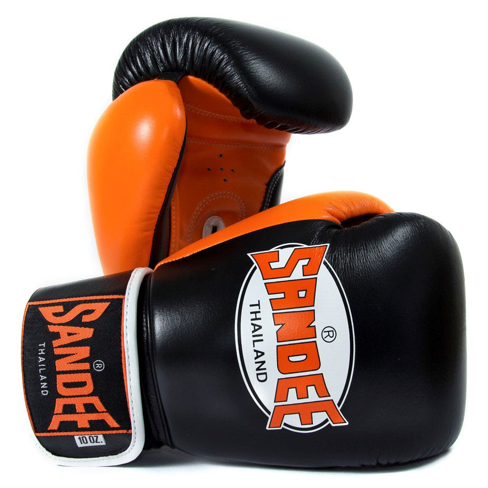 Sandee Neon Velcro Black & Green Leather Boxing Glove