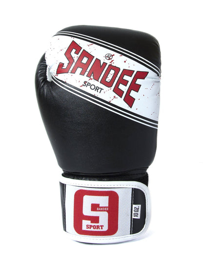Sandee Sport Velcro Black & White Synthetic Leather Boxing Glove